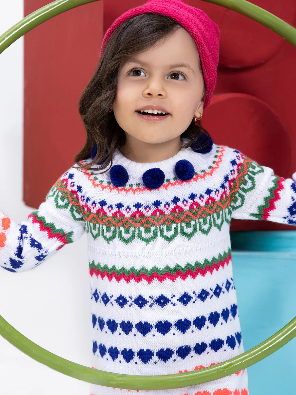 Girl's White Multi Sweater Frock - EGTF21W-003 - Image 2