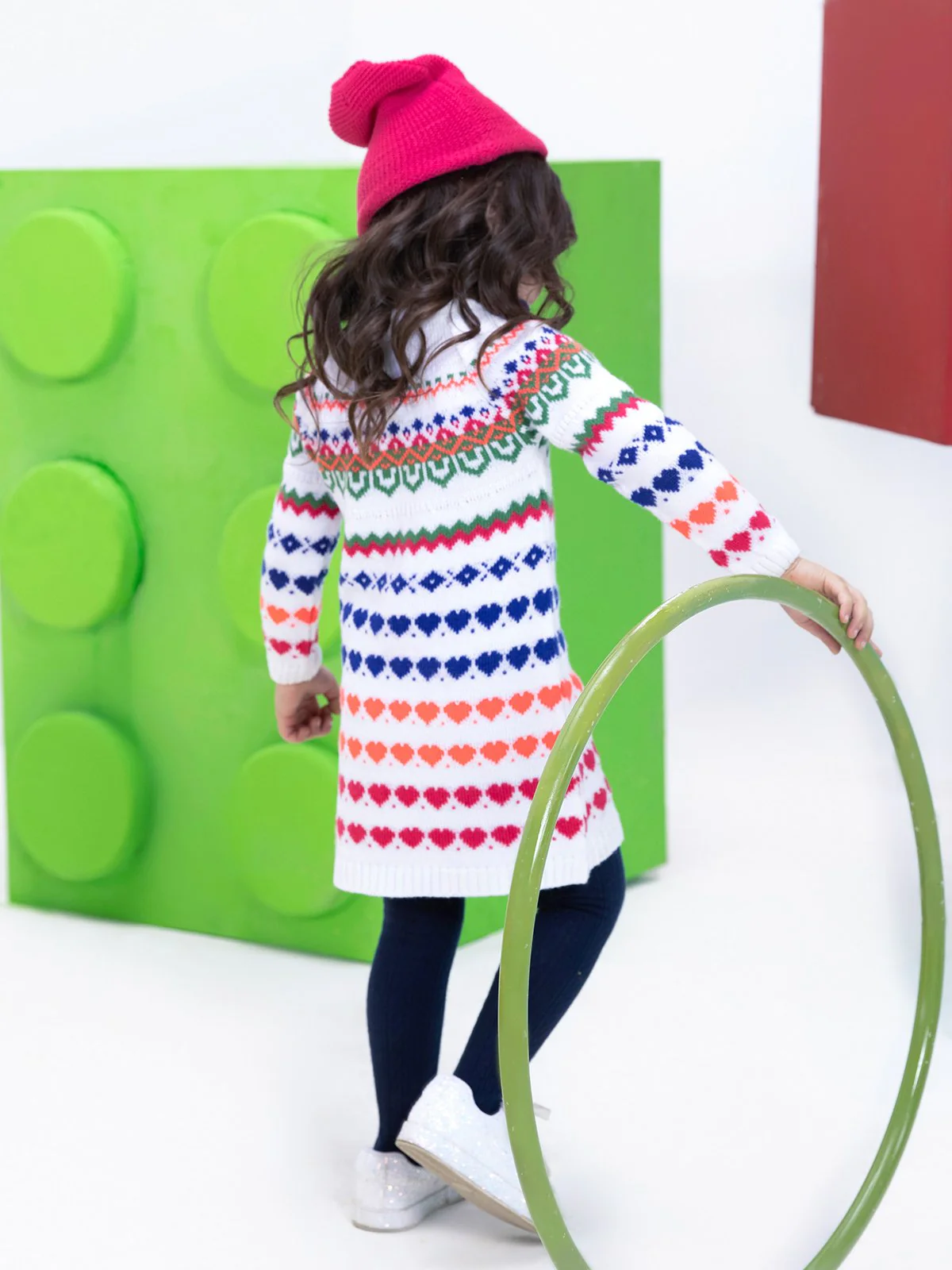 Girl's White Multi Sweater Frock - EGTF21W-003 - Image 4