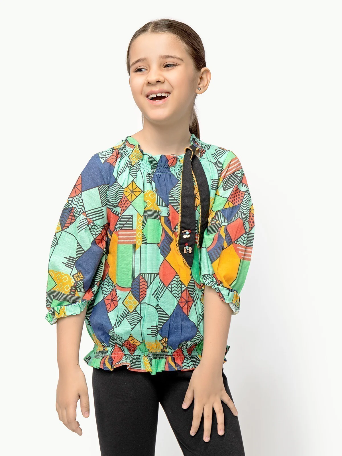 Girl's Sea Green Fusion Top - EGTFT21-002 - Image 2