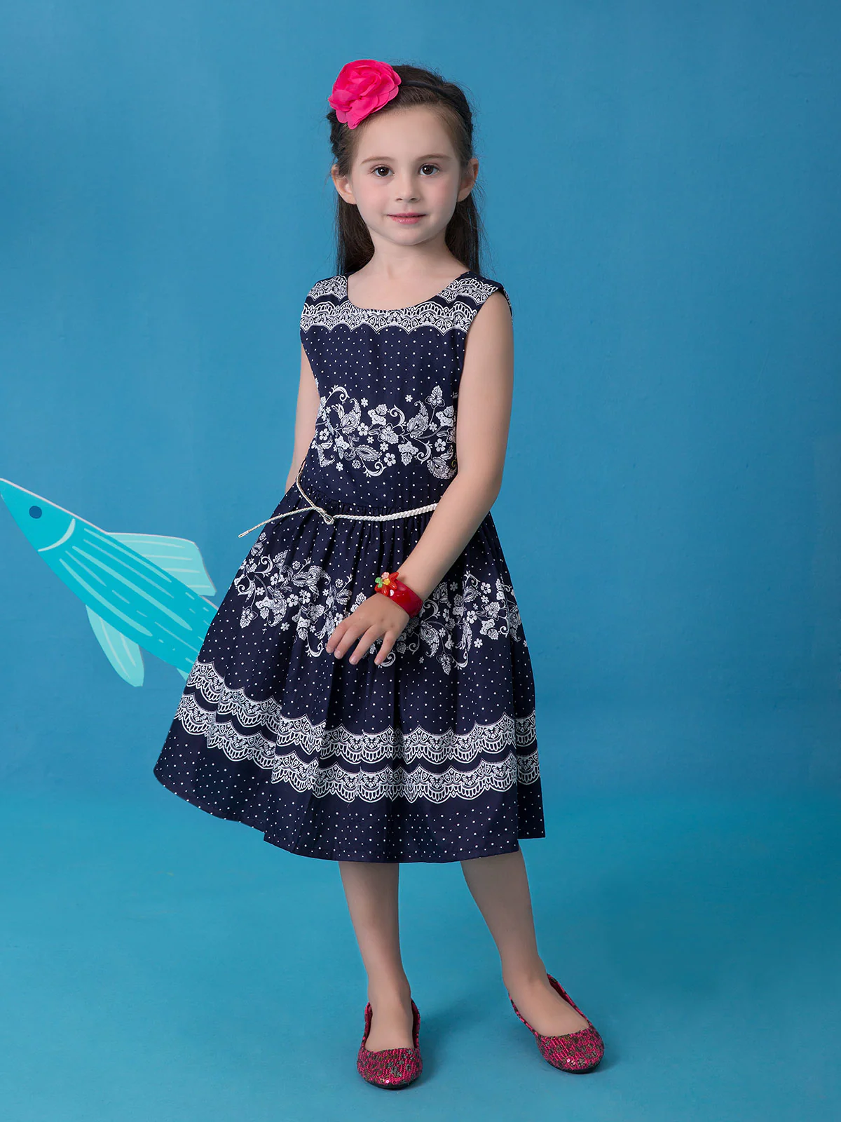 Girl's Navy Blue Frock - EGTFW18S-042 - Image 2