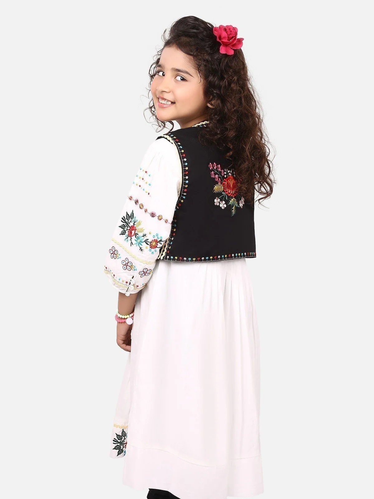 Girls Off White Frock - EGTFW19S-052 - Image 3