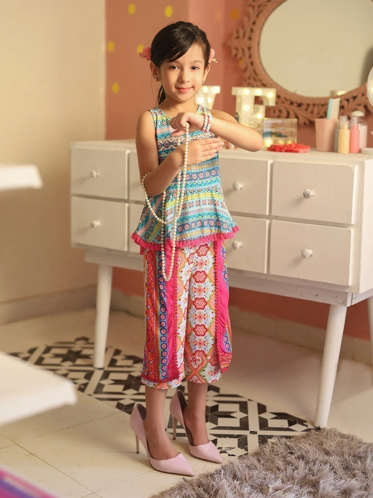 Girl's Aqua Frock - EGTFW19S-222 (2-Pcs) - Image 3