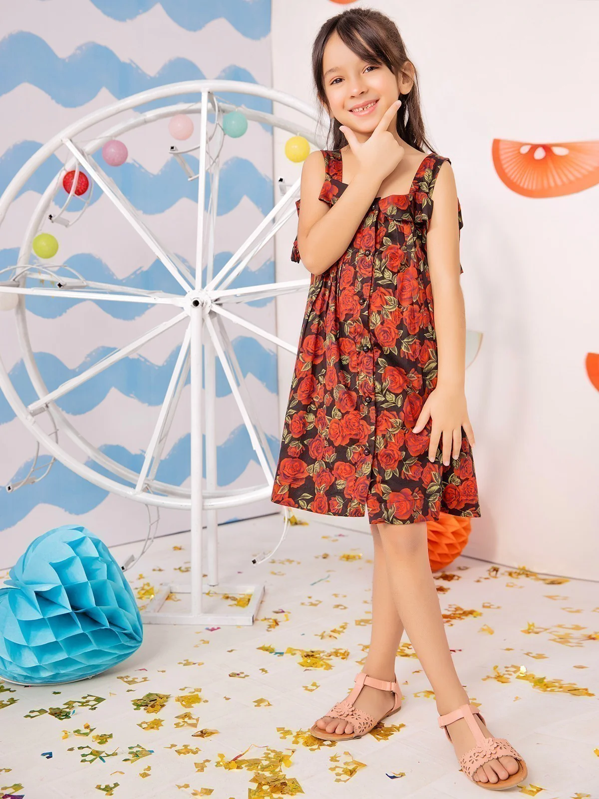Girl's Red & Black Frock - EGTFW19S-224