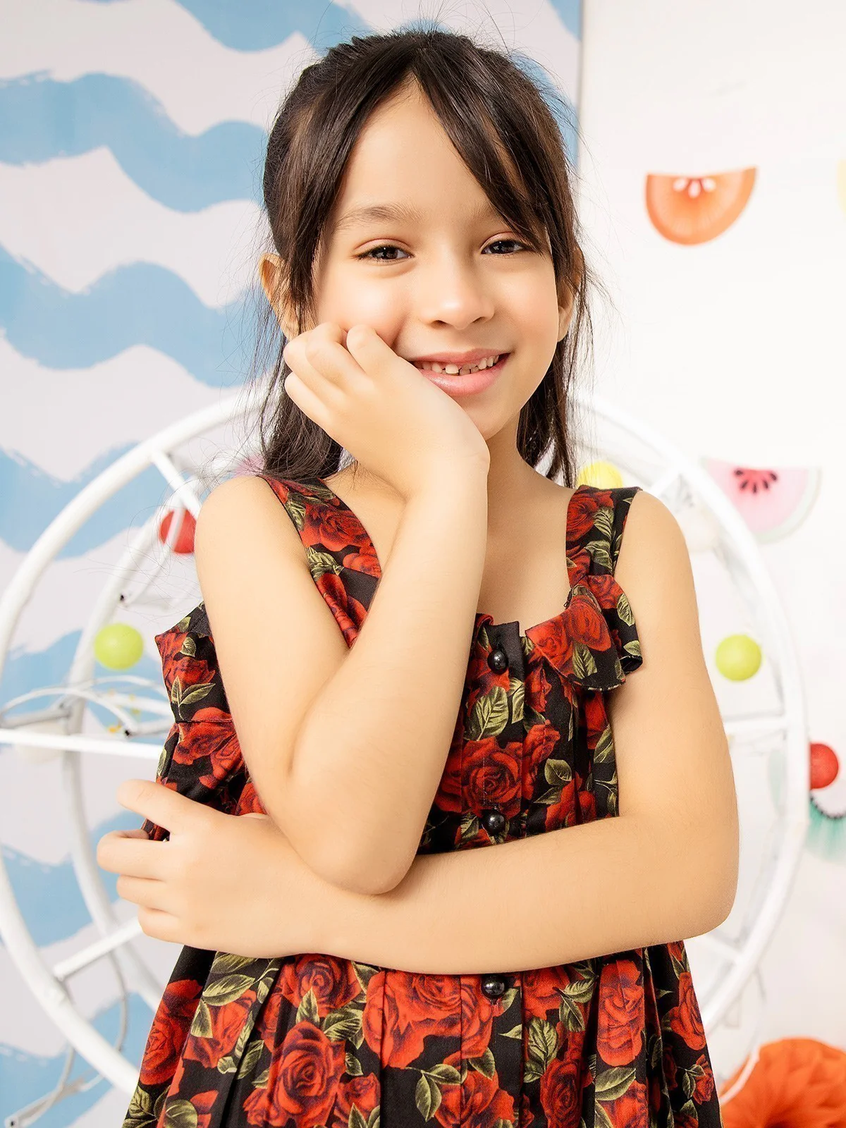 Girl's Red & Black Frock - EGTFW19S-224 - Image 3