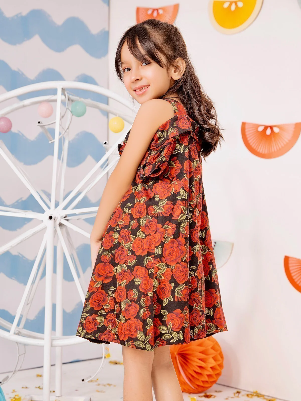 Girl's Red & Black Frock - EGTFW19S-224 - Image 5