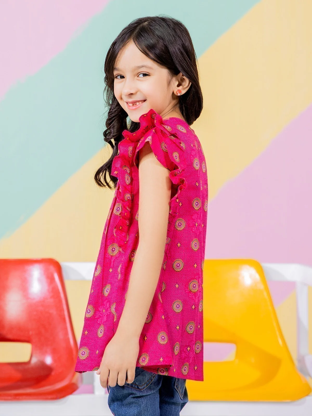 Girl's Bright Pink Frock - EGTFW21S-270 - Image 2
