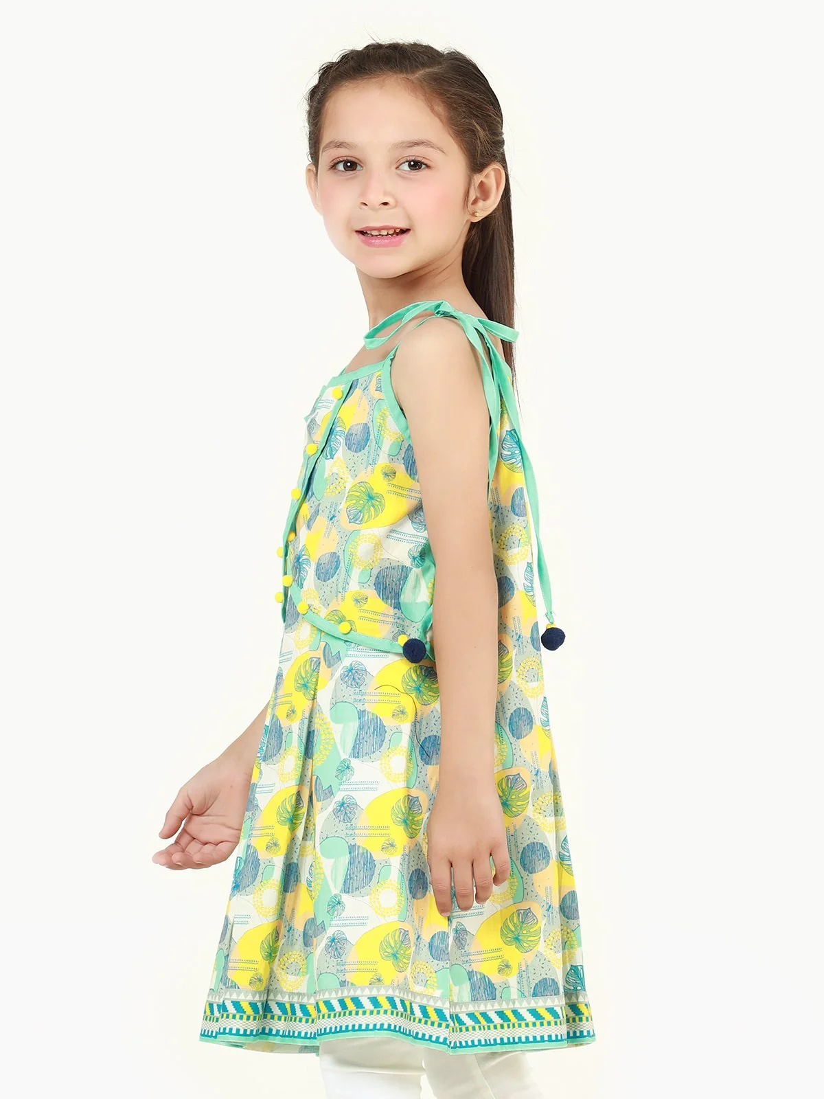 Girl's White Multi Frock - EGTFW21S-282 - Image 3