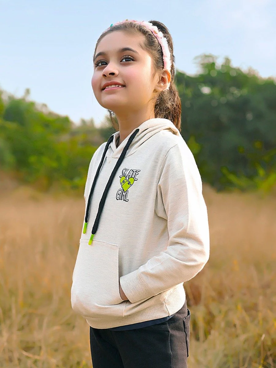 Girl's Oatmeal Hoodie - EGTH20-005 - Image 2