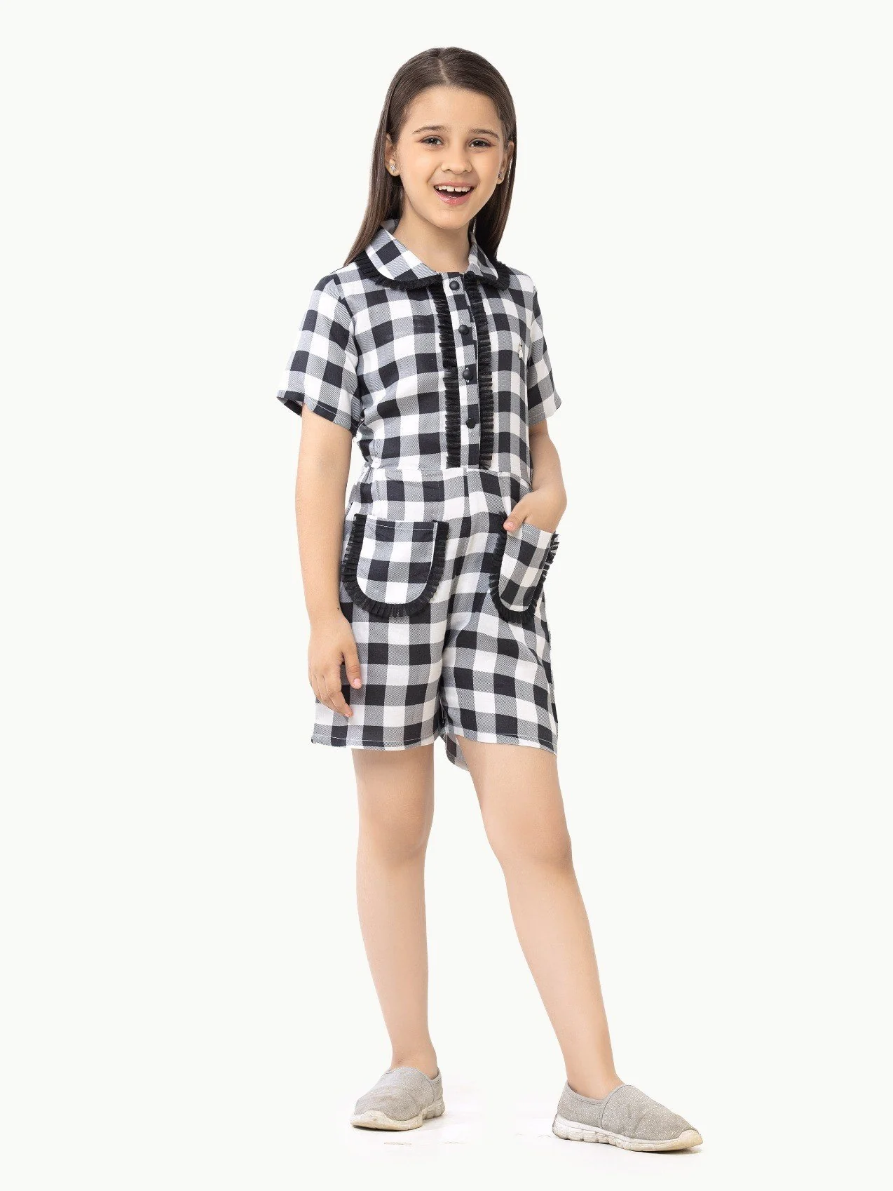 Girl's Black & White Jumpsuit - EGTJSW22-003