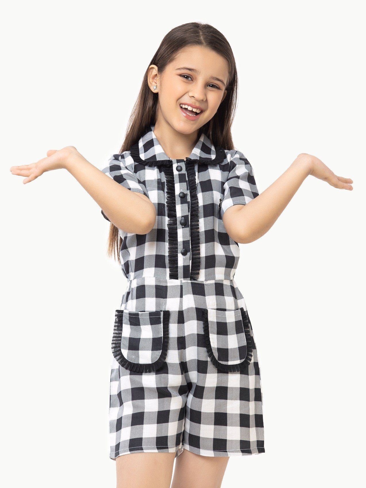 Girl's Black & White Jumpsuit - EGTJSW22-003 - Image 2