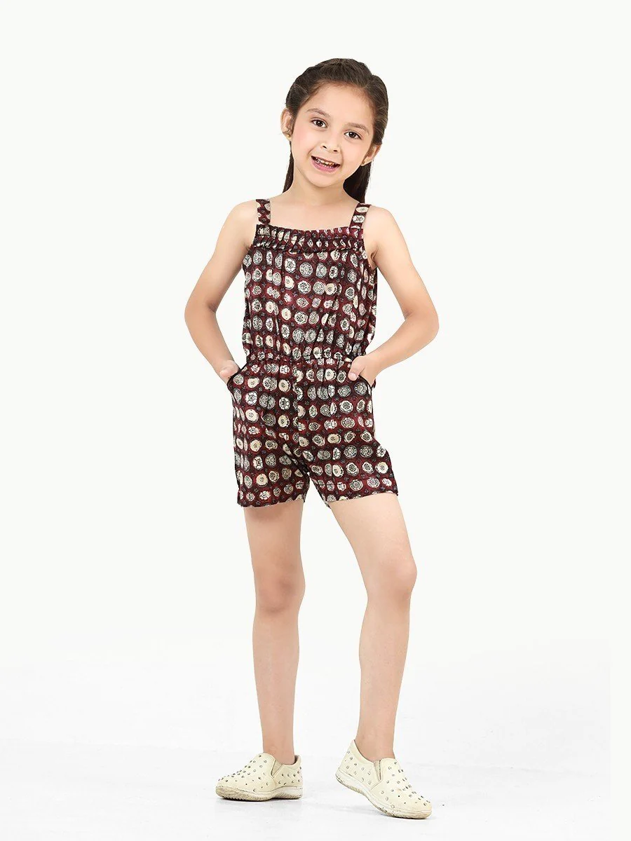 Girl's Burgundy Jumpsuit - EGTJSW22-008