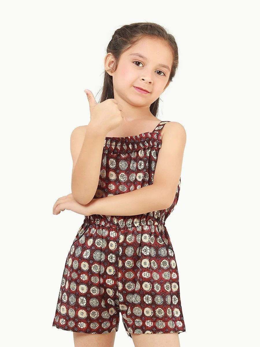 Girl's Burgundy Jumpsuit - EGTJSW22-008 - Image 2