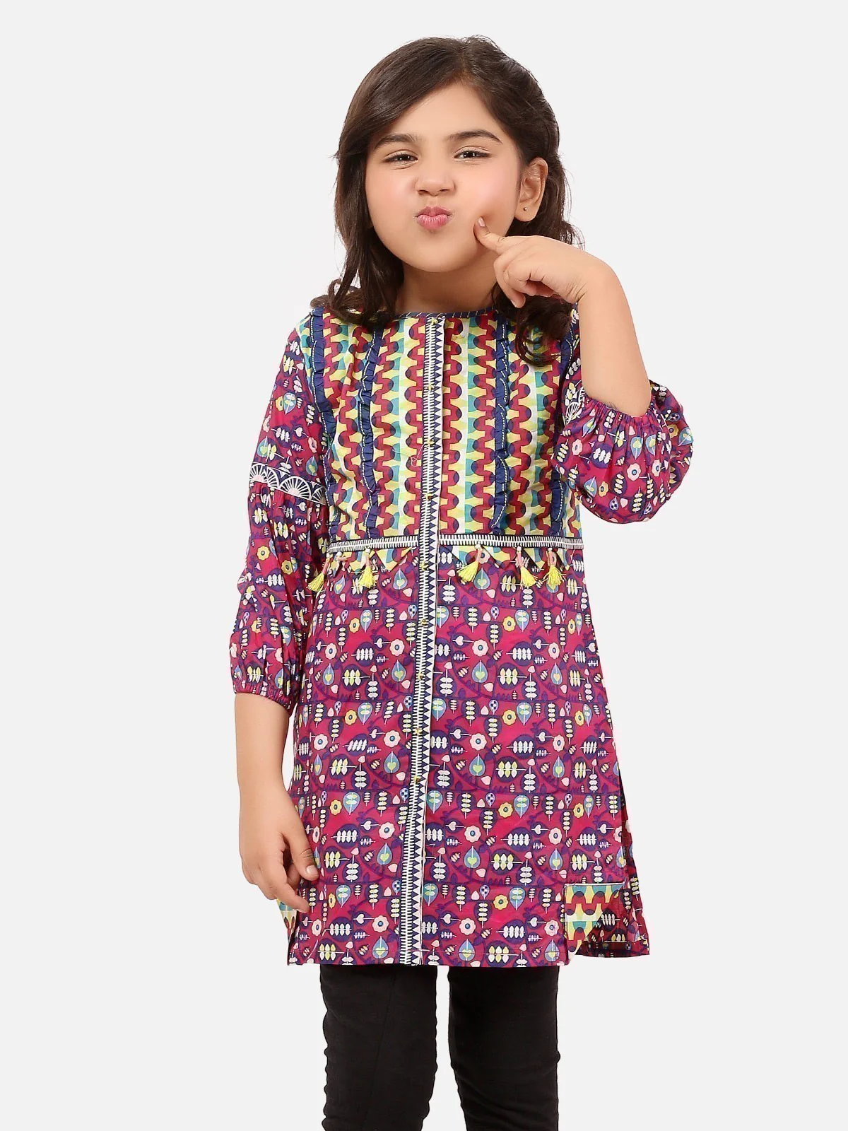 EGTKP20-70175-Girls Printed Kurti -Purple - Image 4