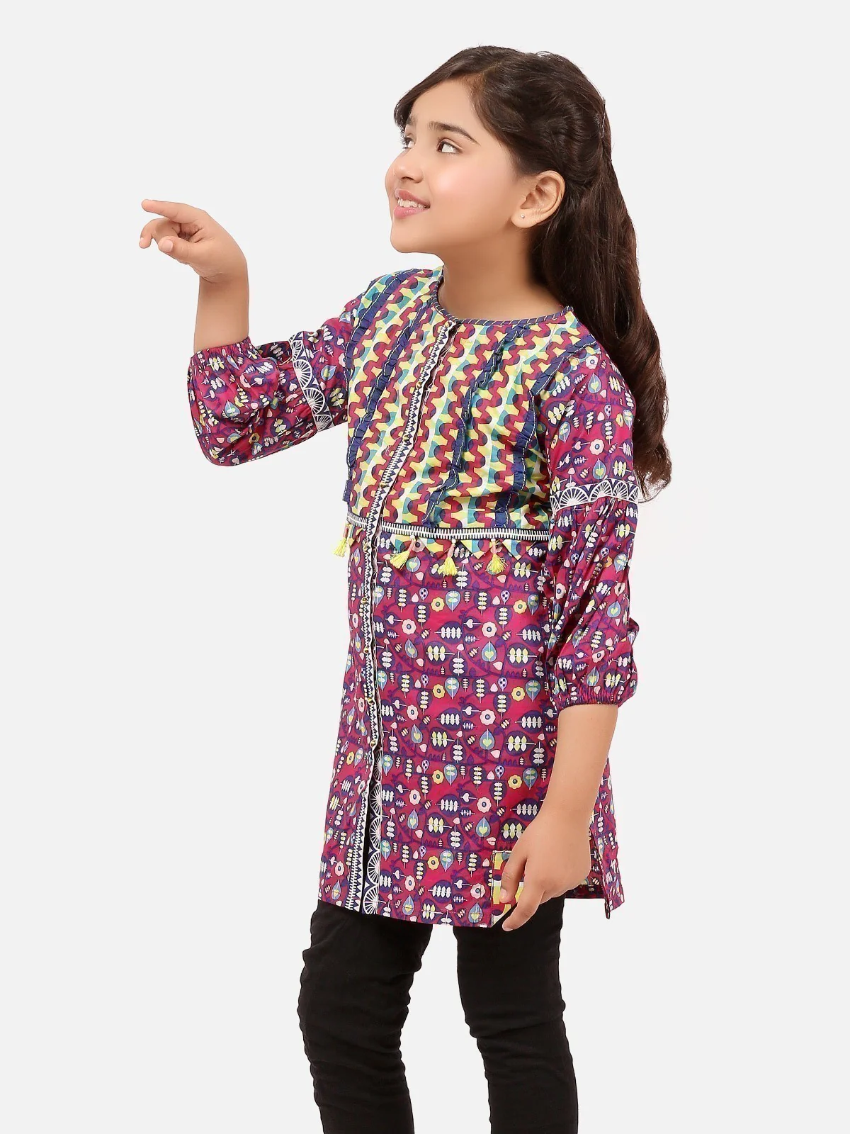 EGTKP20-70175-Girls Printed Kurti -Purple - Image 5