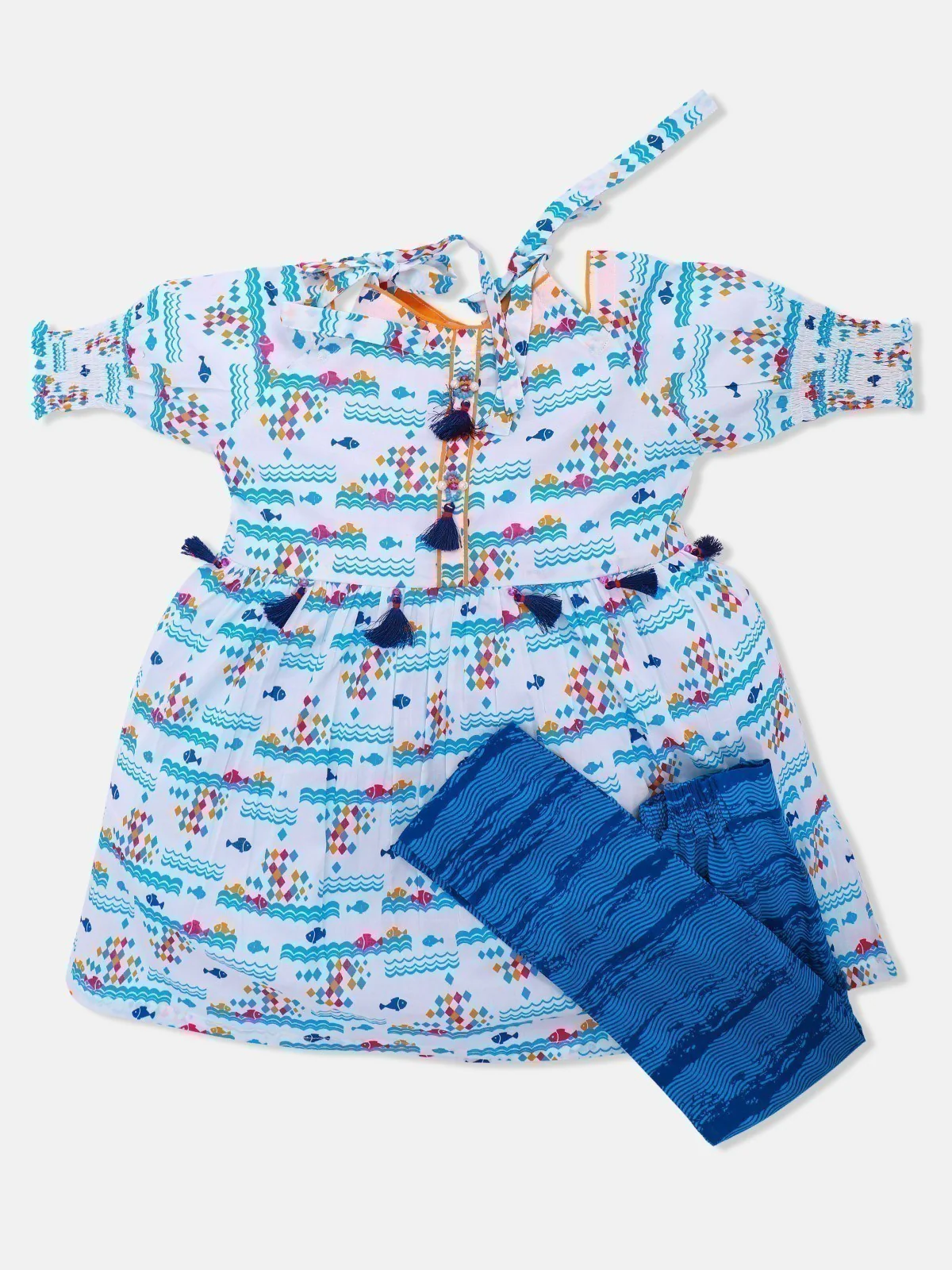Girl's White & Blue Pret - EGTKP21-70286 (2-Pcs)