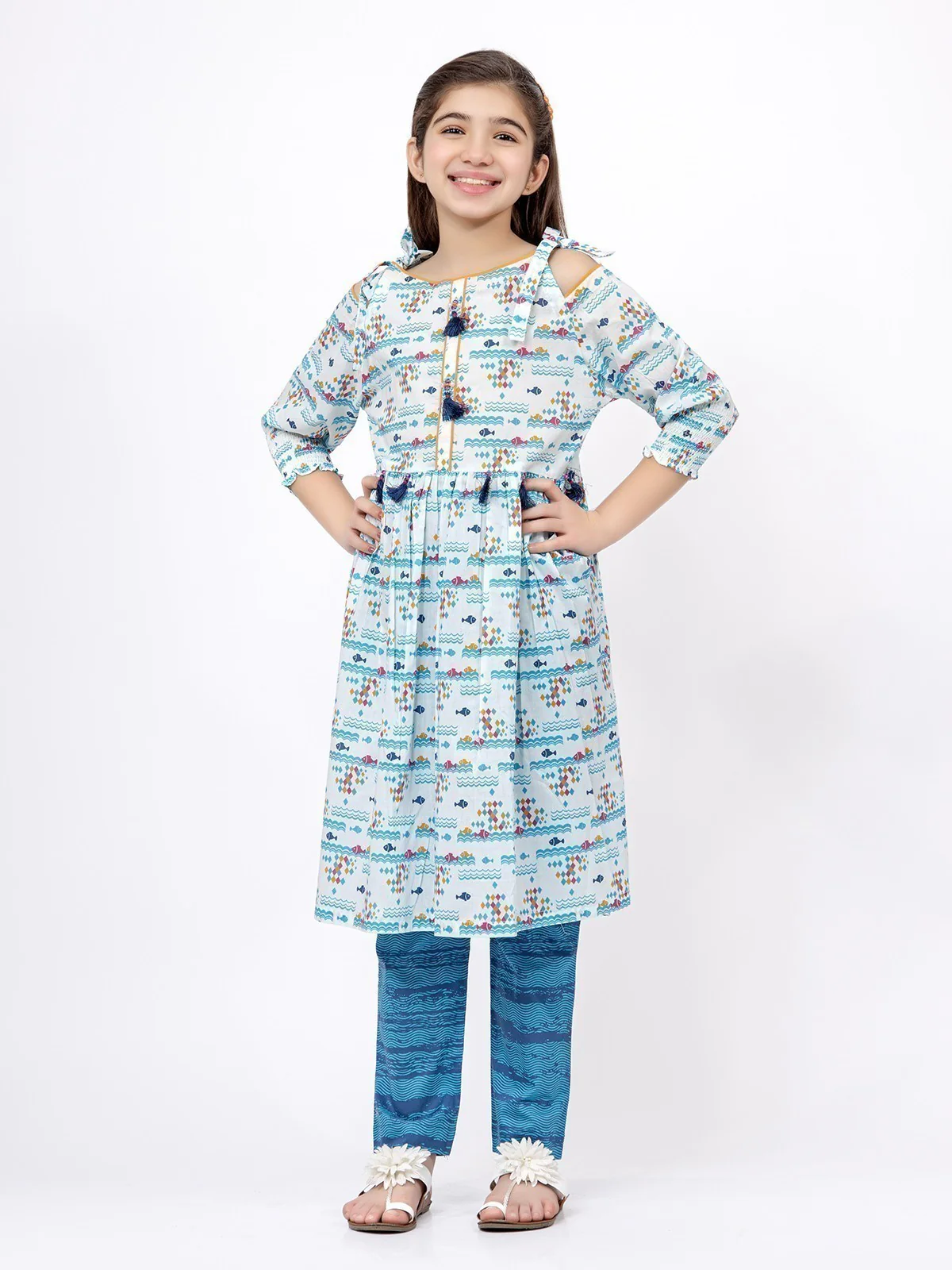 Girl's White & Blue Pret - EGTKP21-70286 (2-Pcs) - Image 2