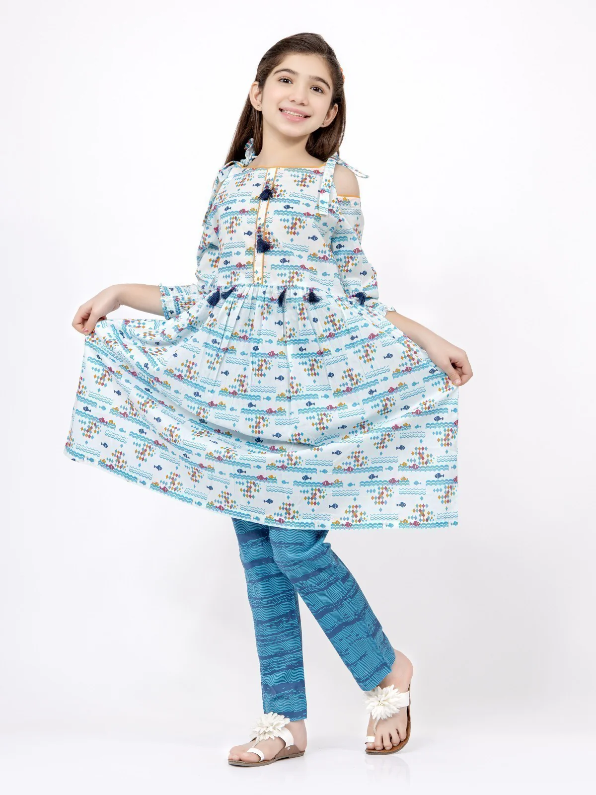 Girl's White & Blue Pret - EGTKP21-70286 (2-Pcs) - Image 5