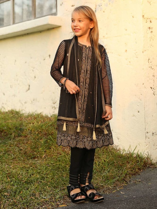 Girls Black Pishwas - EGTP19-22108 - Image 2