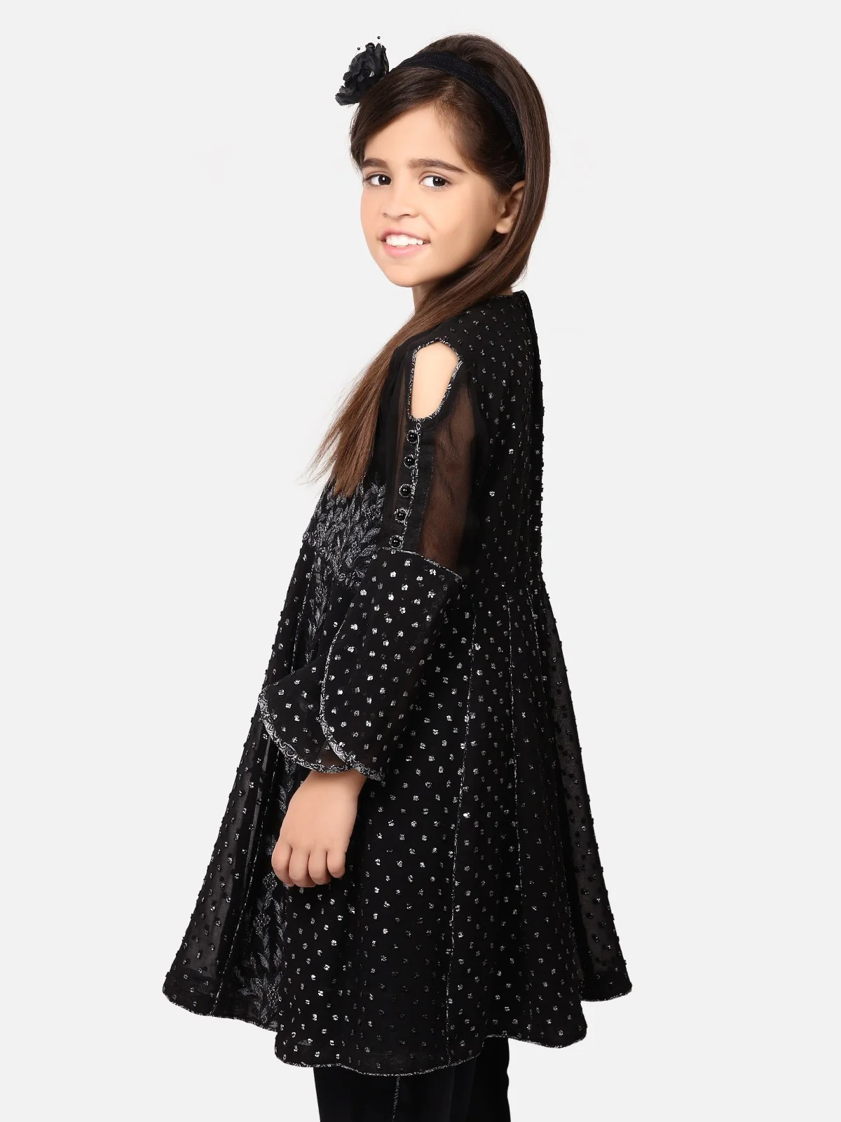 Girl's Black Pishwas - EGTP19-22129 - Image 2