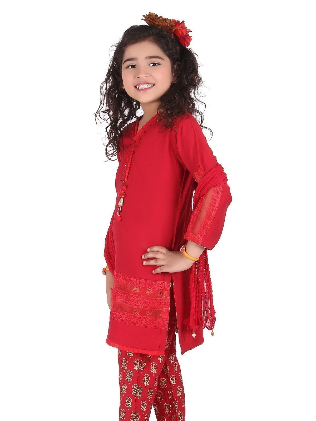 Girl's Red Pishwas - EGTP20-22139 - Image 2