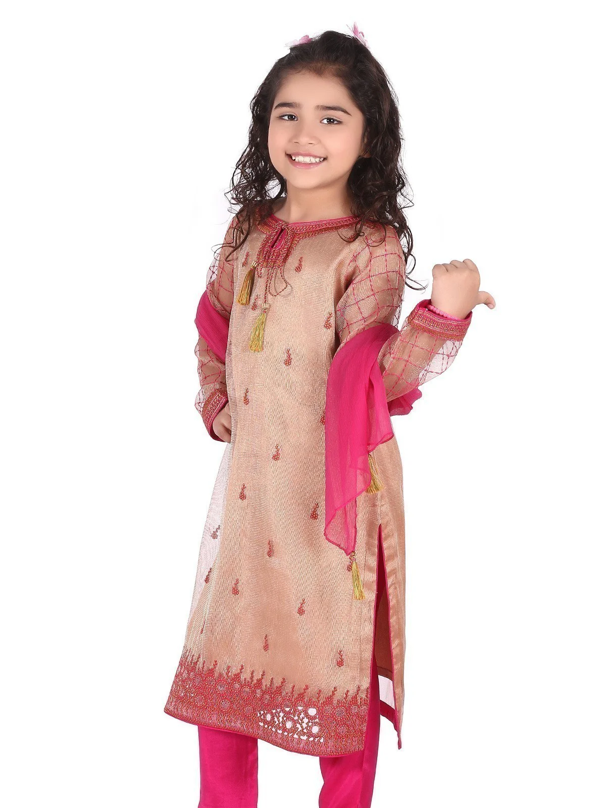 Girl's Golden Brown Pishwas - EGTP20-22152 - Image 2