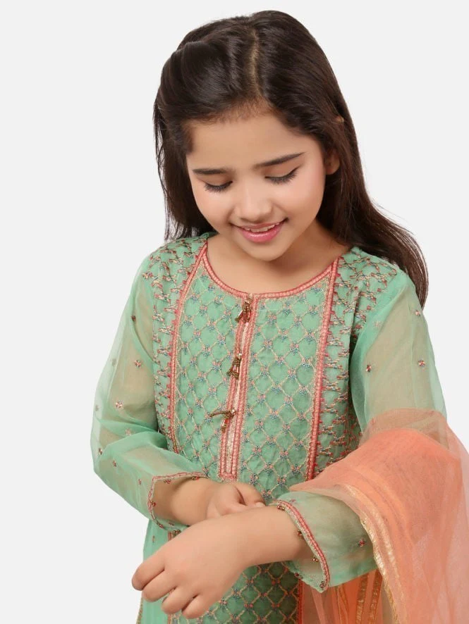 Girl's Green Pishwas - EGTP20-22153 - Image 3