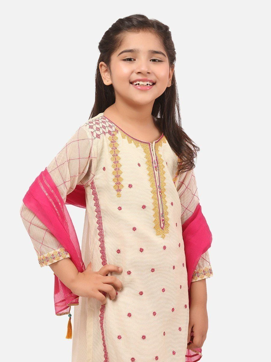 Girl's Beige Pishwas - EGTP20-22156 - Image 2