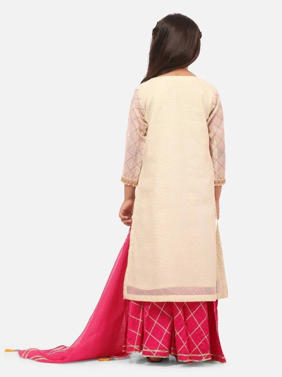 Girl's Beige Pishwas - EGTP20-22156 - Image 3
