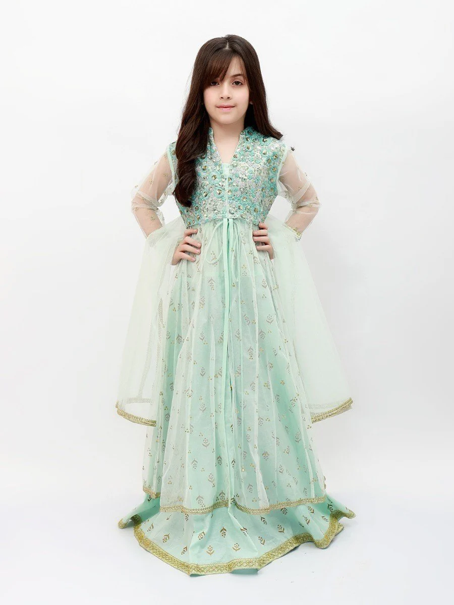 Girl's Light Aqua Pishwas - EGTP20-22167 - Image 3