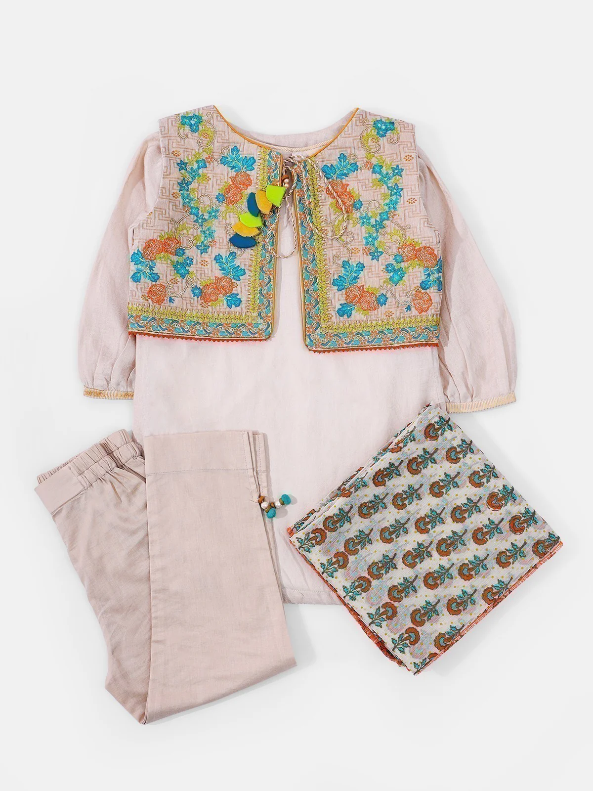 Girl's Beige Pishwas - EGTP21-22143 - Image 2