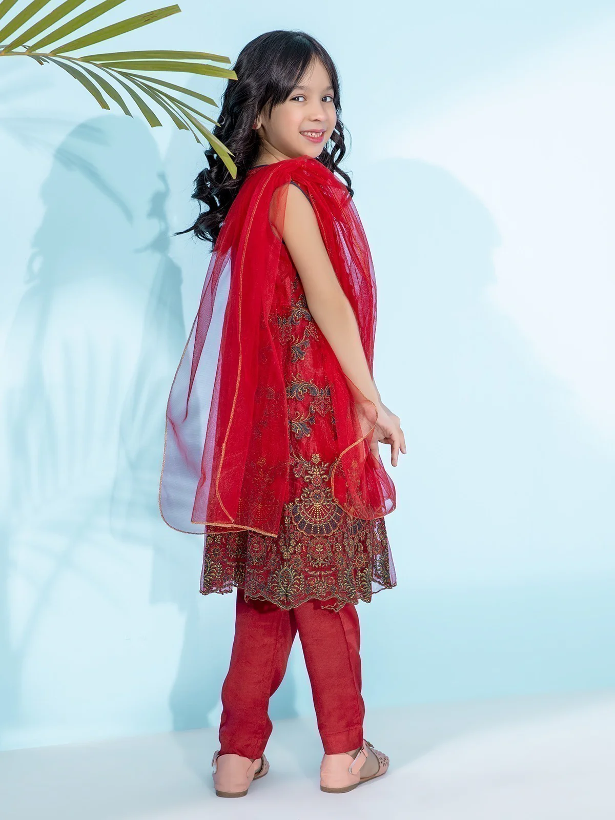 Girl's Red Pishwas - EGTP21-22169 - Image 2
