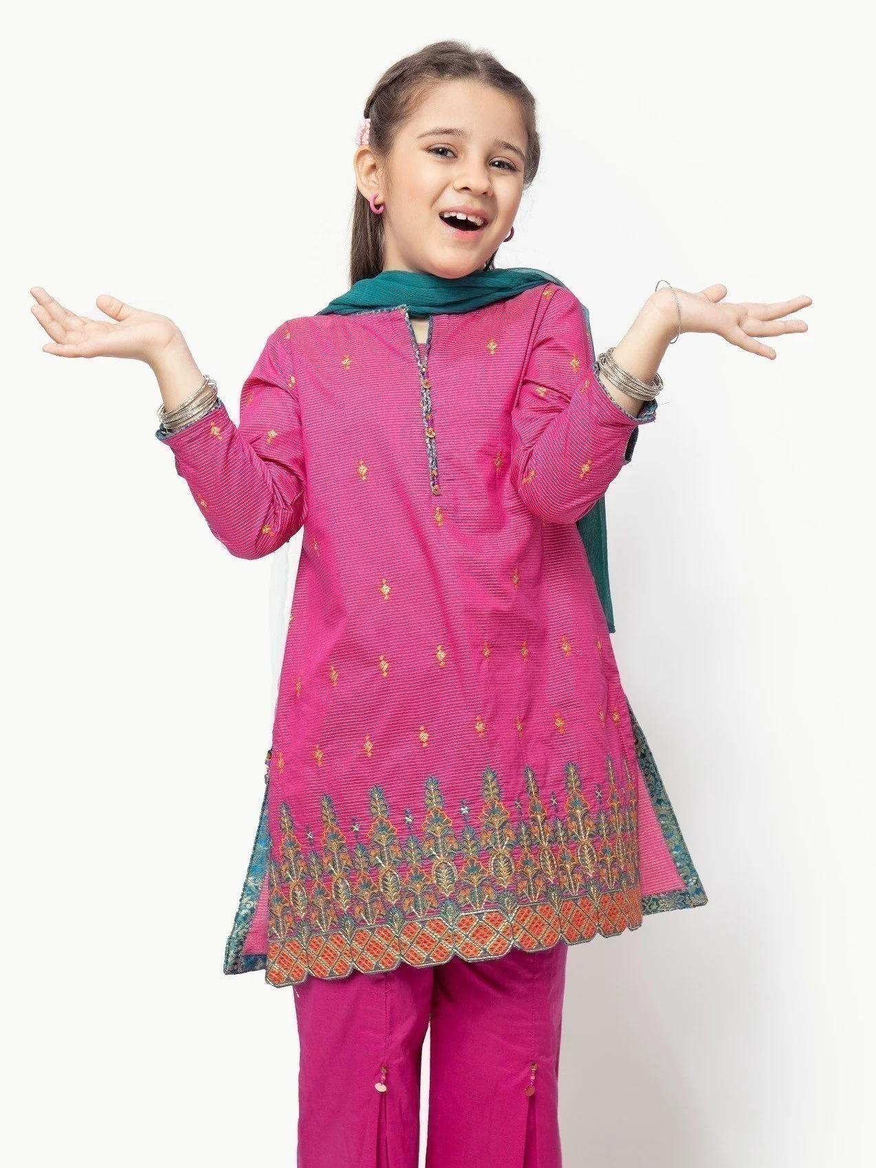 Girl's Pink Pishwas - EGTP21-22173 - Image 2