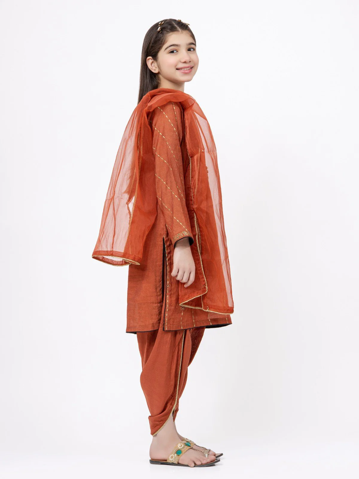 Girl's Rust Pishwas - EGTP21-22174 - Image 3
