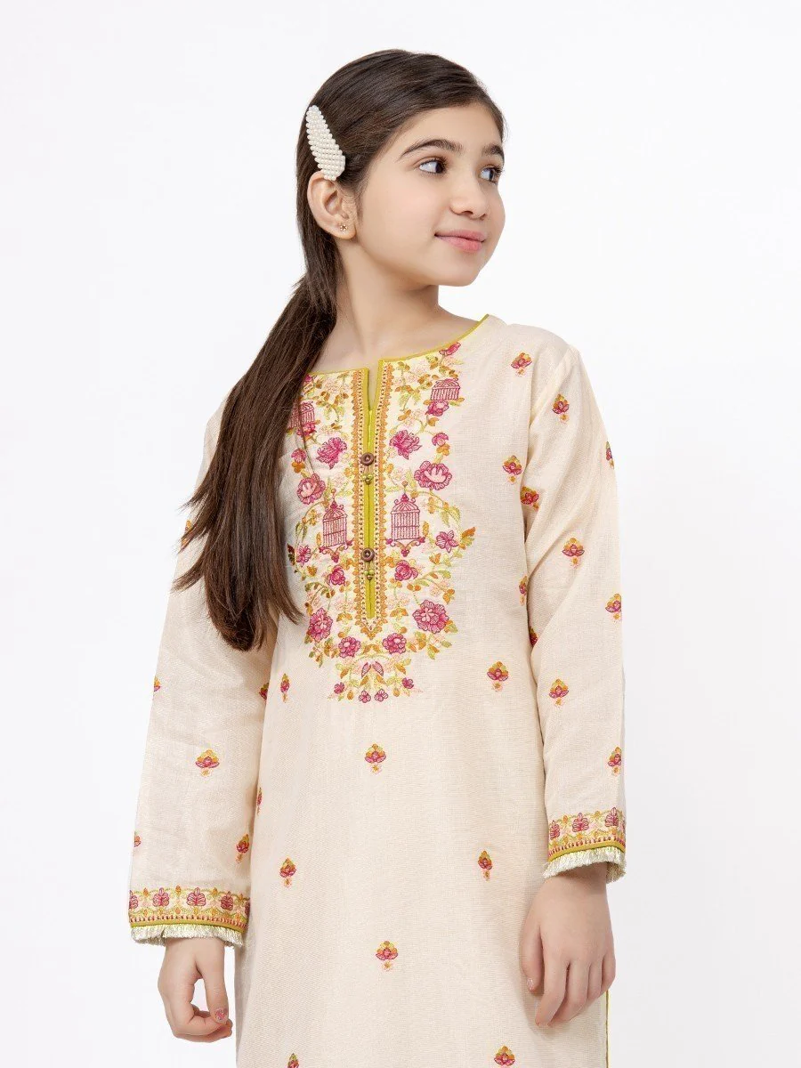 Girl's Cream Pishwas - EGTP21-22177 - Image 5