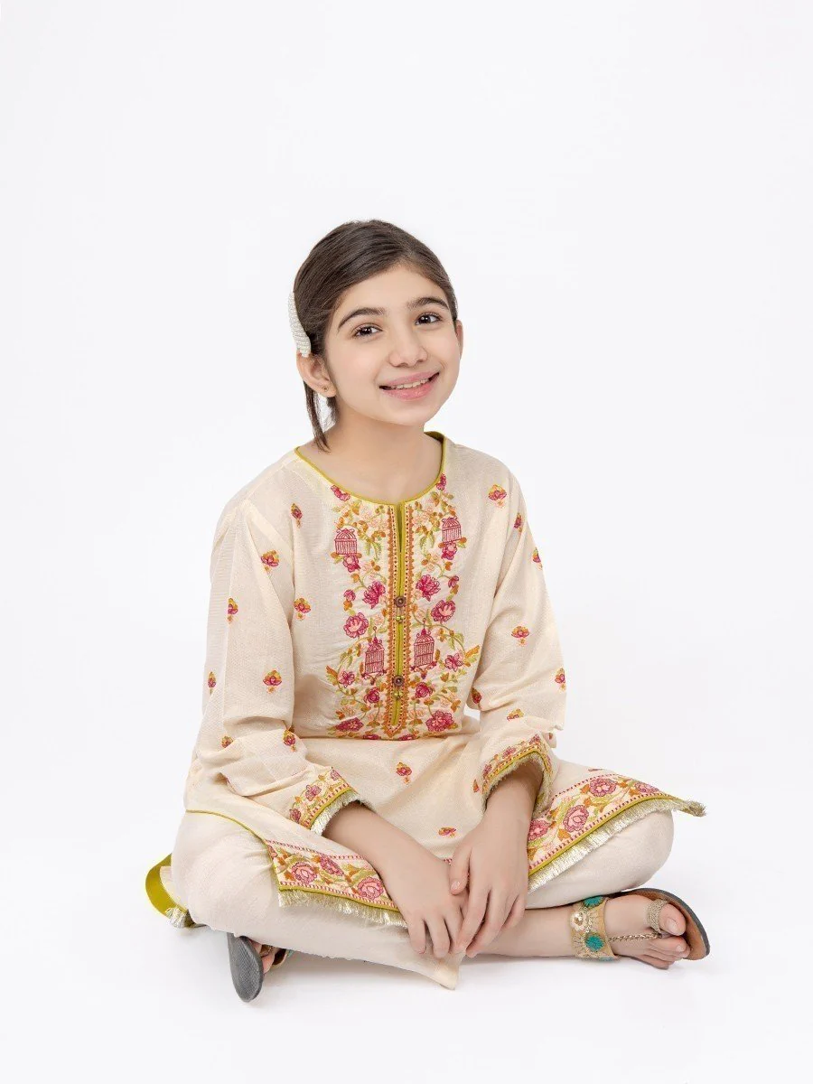 Girl's Cream Pishwas - EGTP21-22177 - Image 6
