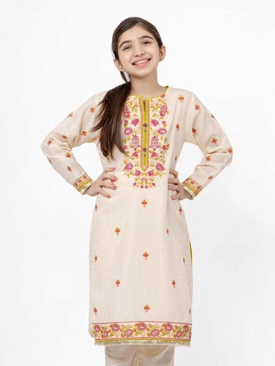 Girl's Cream Pishwas - EGTP21-22177 - Image 7