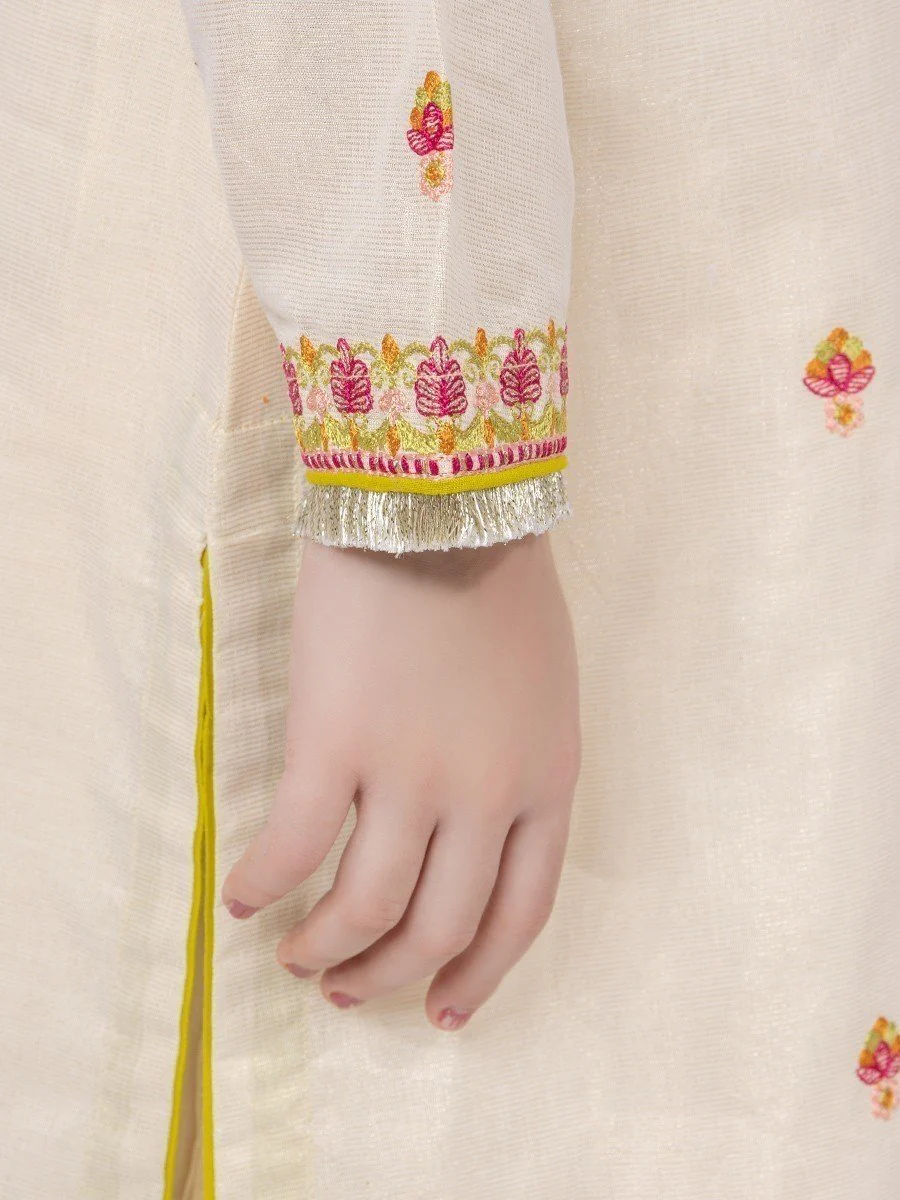 Girl's Cream Pishwas - EGTP21-22177 - Image 8