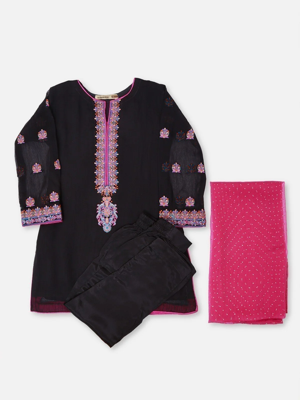 Girl's Black Pishwas - EGTP21-22178 - Image 3