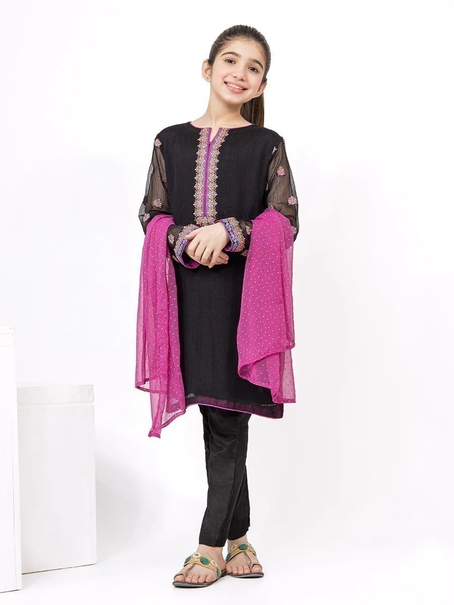 Girl's Black Pishwas - EGTP21-22178 - Image 5