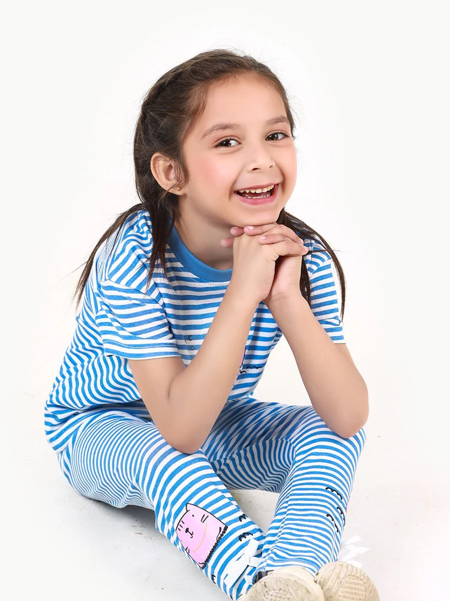 Girl's White & Blue Co-Ord Set - EGTS21-002 - Image 2