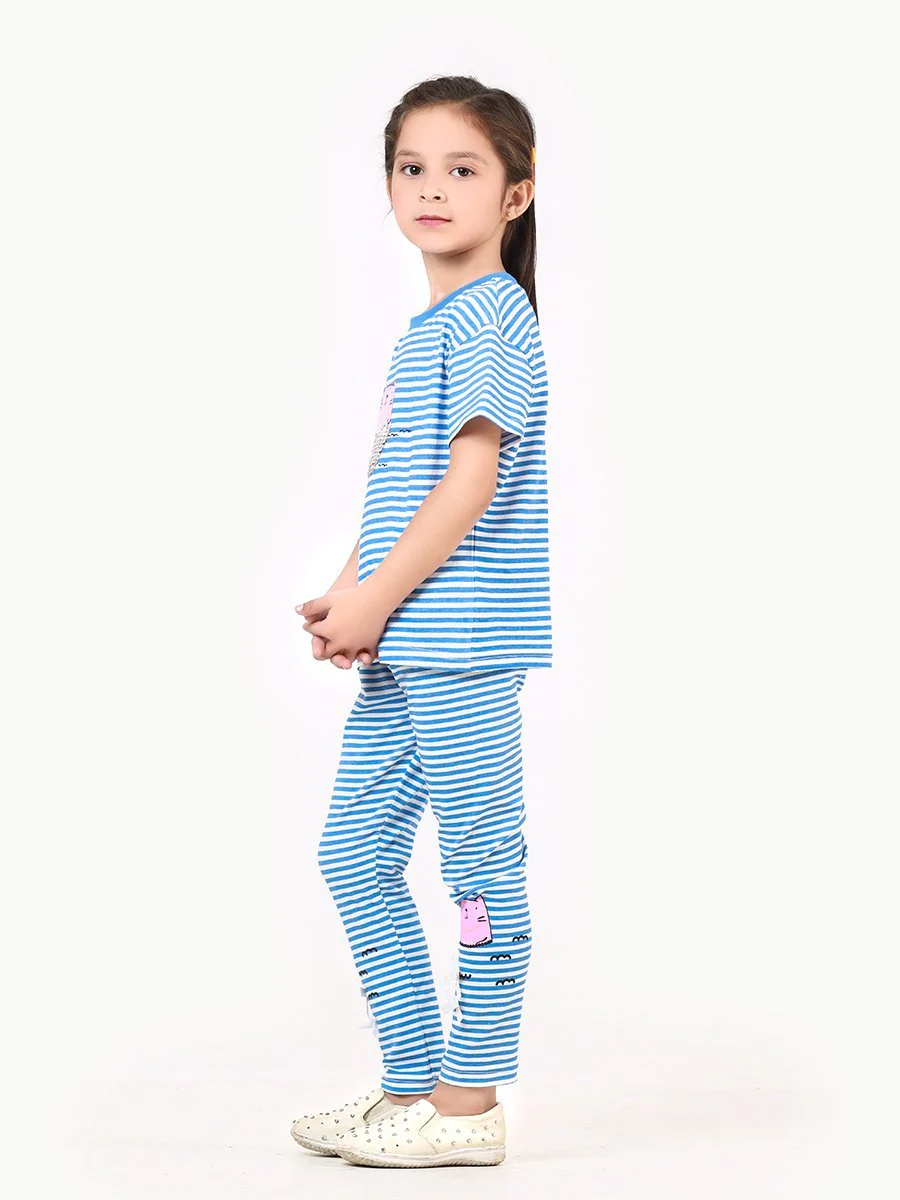 Girl's White & Blue Co-Ord Set - EGTS21-002 - Image 3