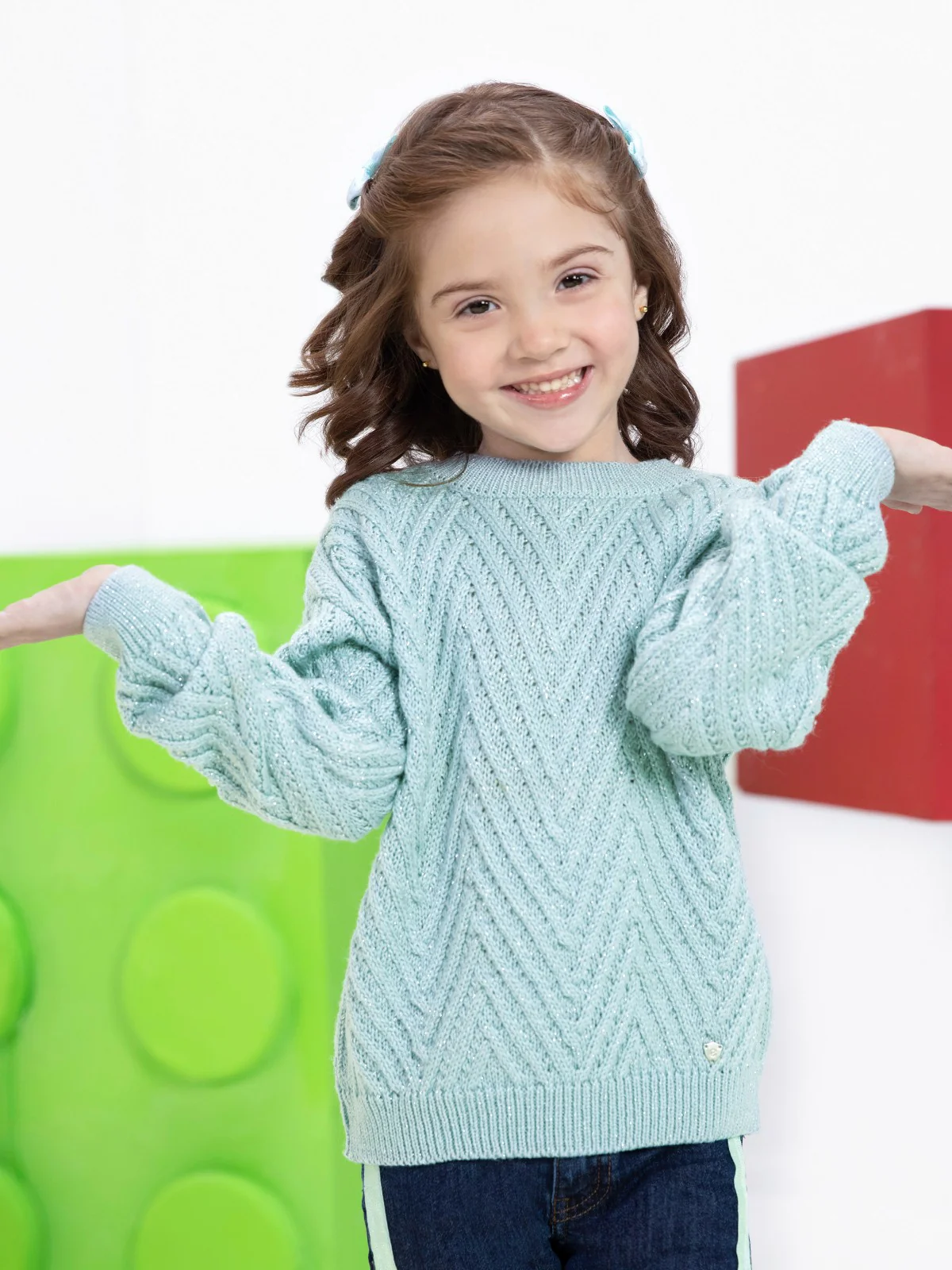 Girl's Teal Green Sweater - EGTSWT21-005 - Image 2