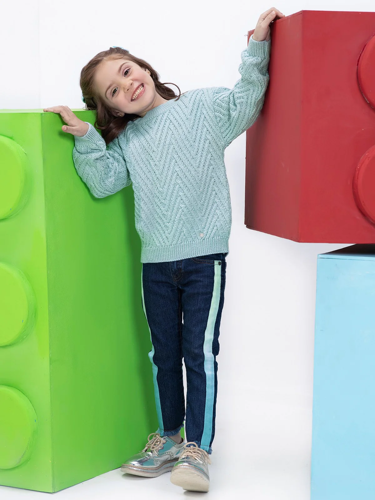 Girl's Teal Green Sweater - EGTSWT21-005 - Image 3