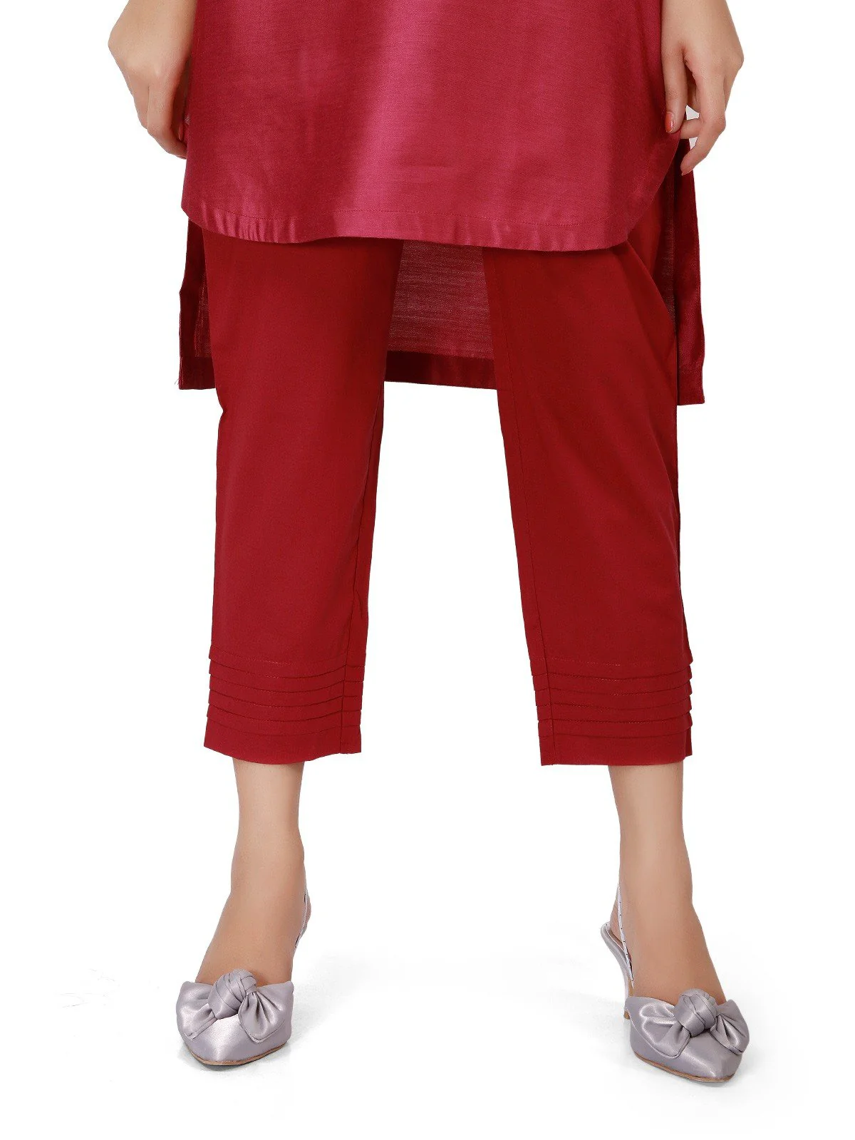 Women's Burgundy Trouser - ELBP19-76205 - Image 4