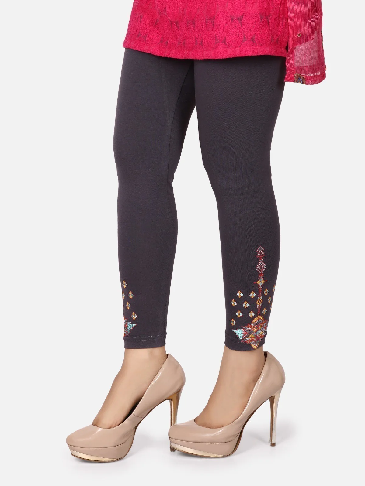 Women's Navy Blue Basic Tights - ELBTE19-76122 - Image 3