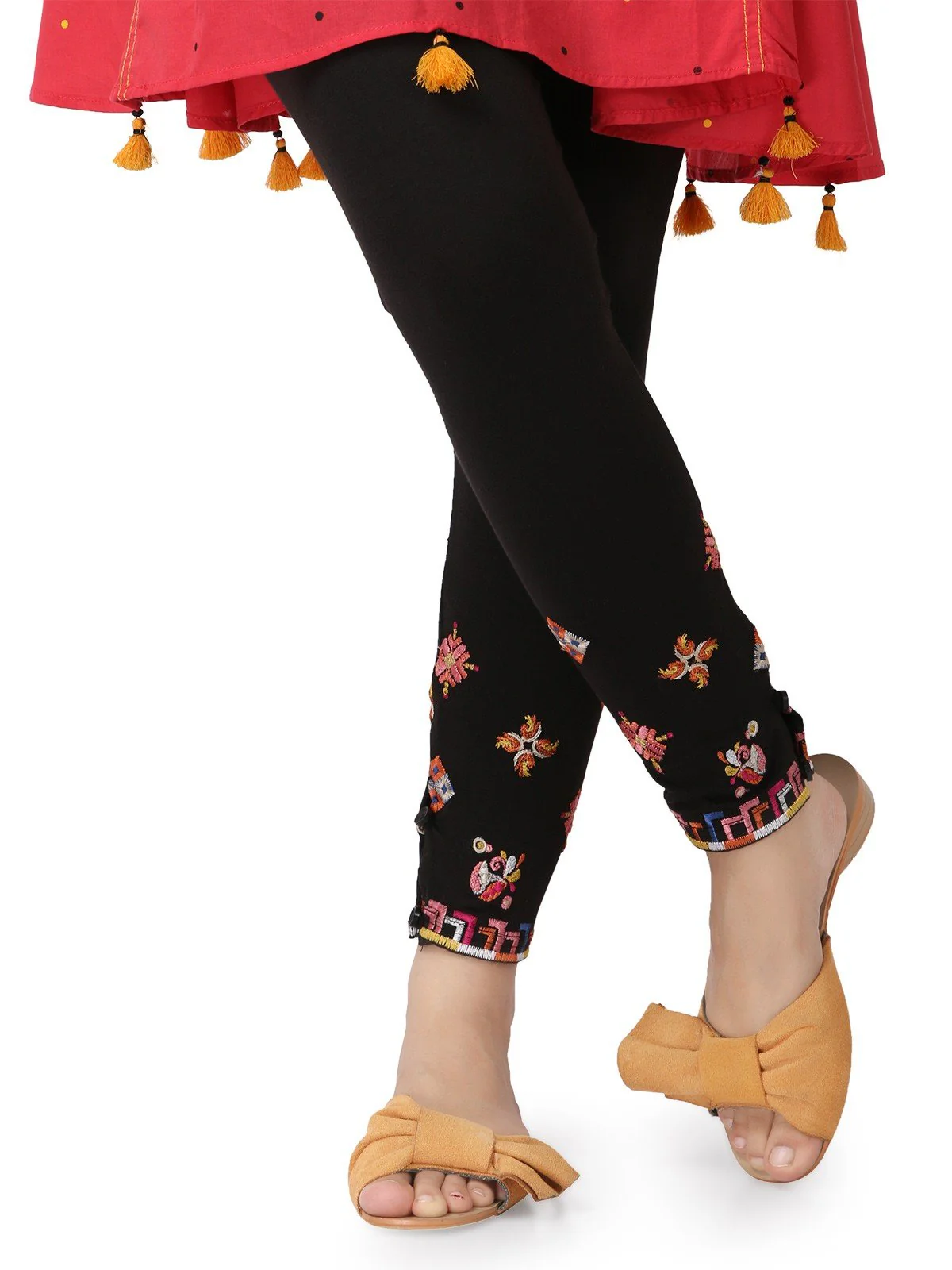 Women's Black Basic Tights - ELBTE19-76125 - Image 2