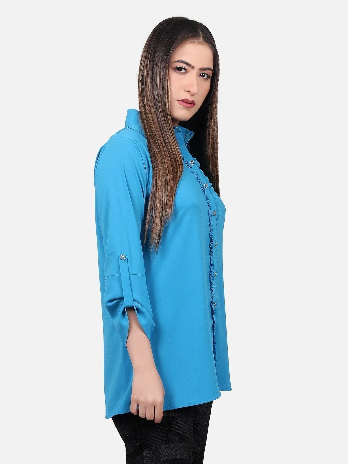 Women's Teal Blue Western Top - ELTW18-66227 - Image 2