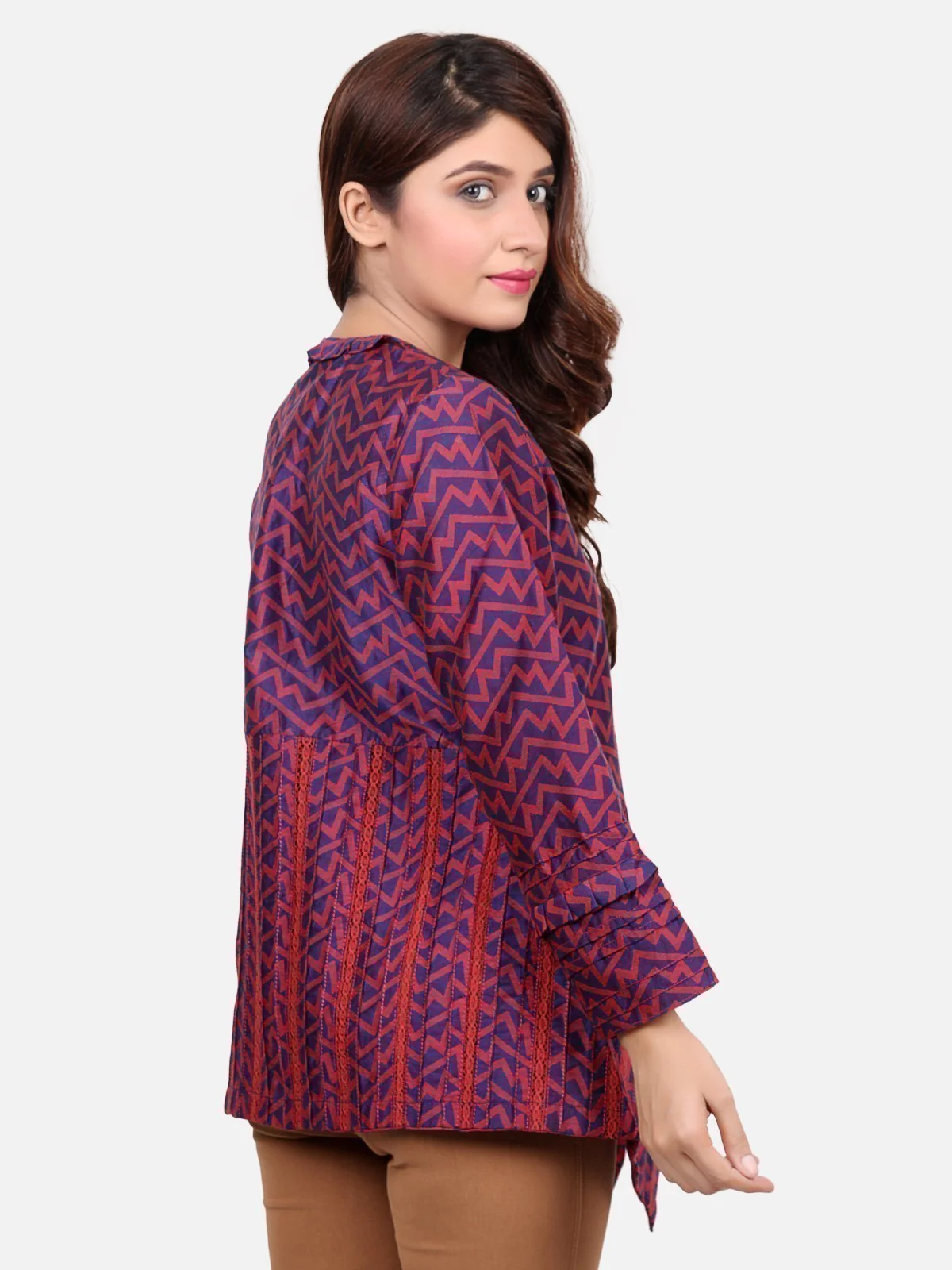 Women's Maroon Western Top - ELTW18-66479 - Image 2