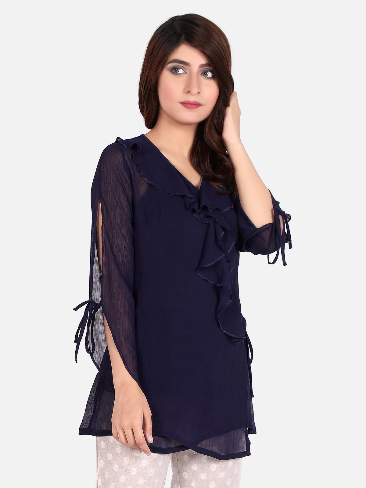 Women's Navy Blue Western Top - ELTW18-66486 - Image 2
