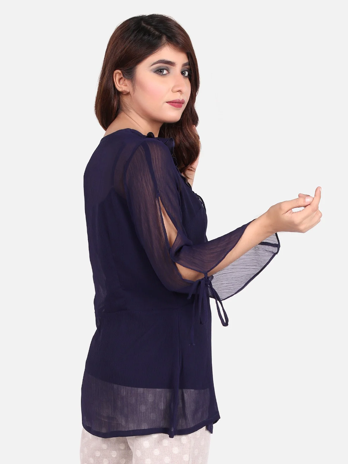 Women's Navy Blue Western Top - ELTW18-66486 - Image 3